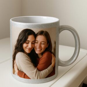 Taza de purpurina personalizada